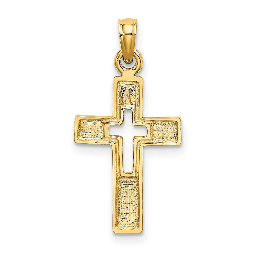 10K Yellow Gold 10K Polished And Cut-Out Cross Charm