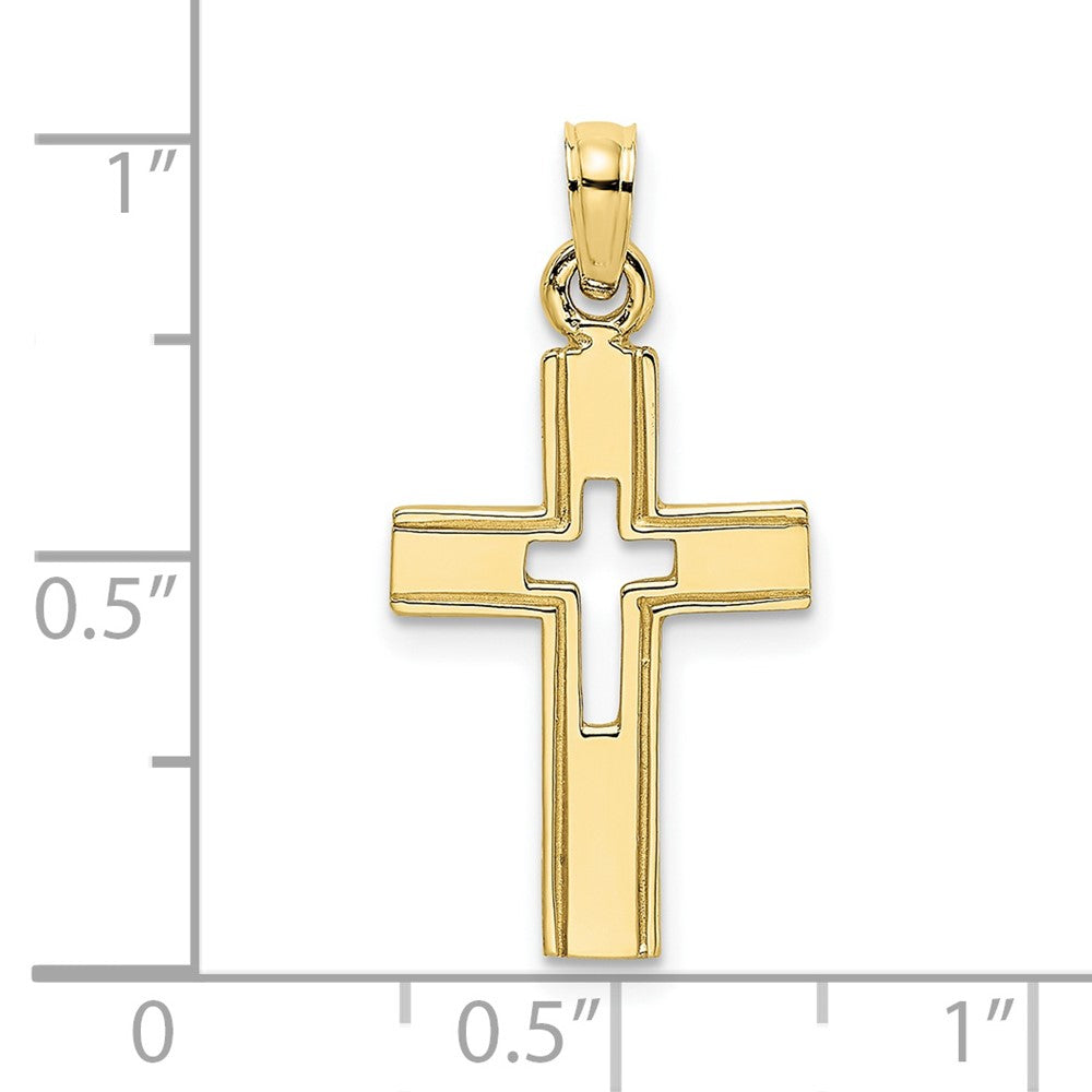 10K Yellow Gold 10K Polished And Cut-Out Cross Charm