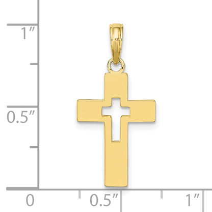10K Yellow Gold 10K Polished Cut-Out Cross Charm