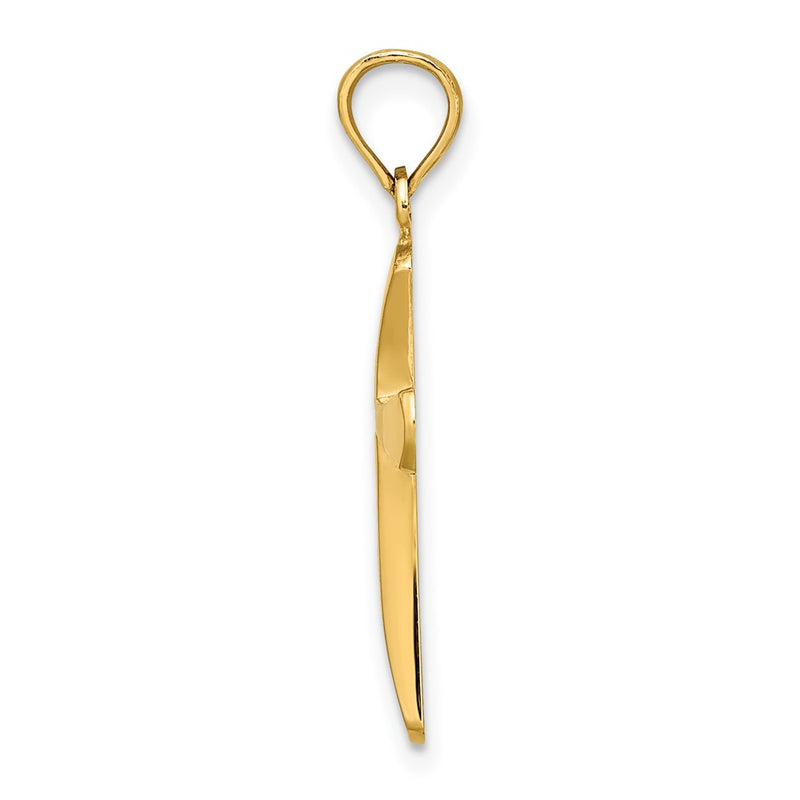 10K Yellow Gold 10K Polished Beveled Cross W/ Round Tips Charm