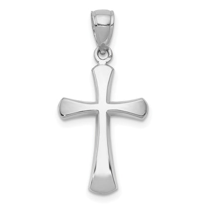 10K White Gold 10K Polished Beveled Cross W/ Round Tips Charm