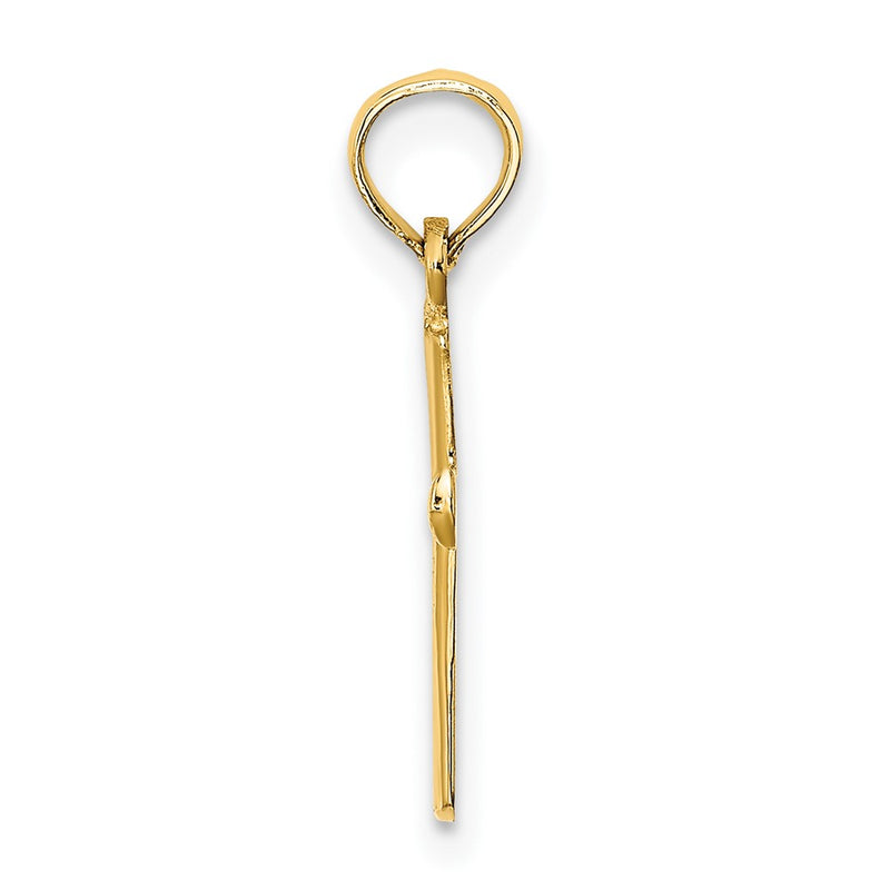 10K Yellow Gold 10K Polished Beveled Cross W/ Round Tips Charm