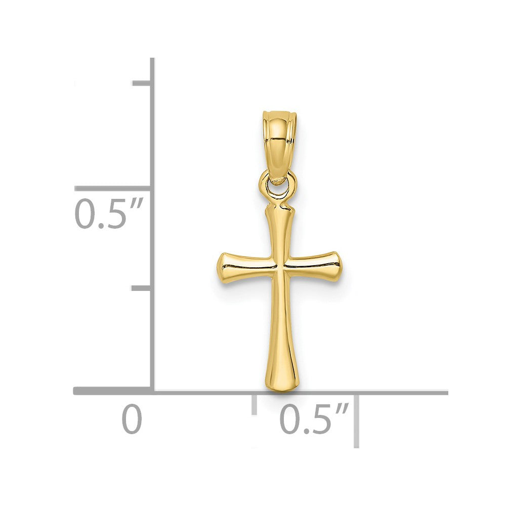10K Yellow Gold 10K Polished Beveled Cross W/ Round Tips Charm