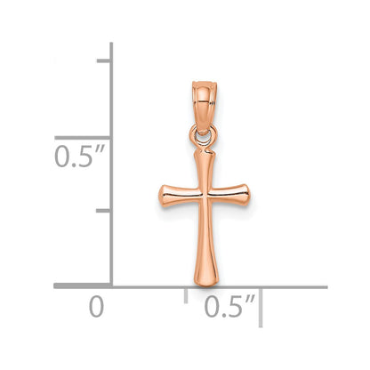 10K Rose Gold 10K Polished Beveled Cross W/ Round Tips Charm