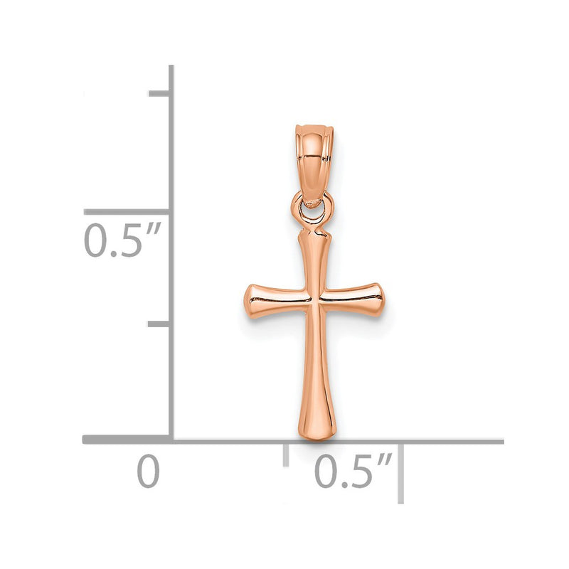 10K Rose Gold 10K Polished Beveled Cross W/ Round Tips Charm