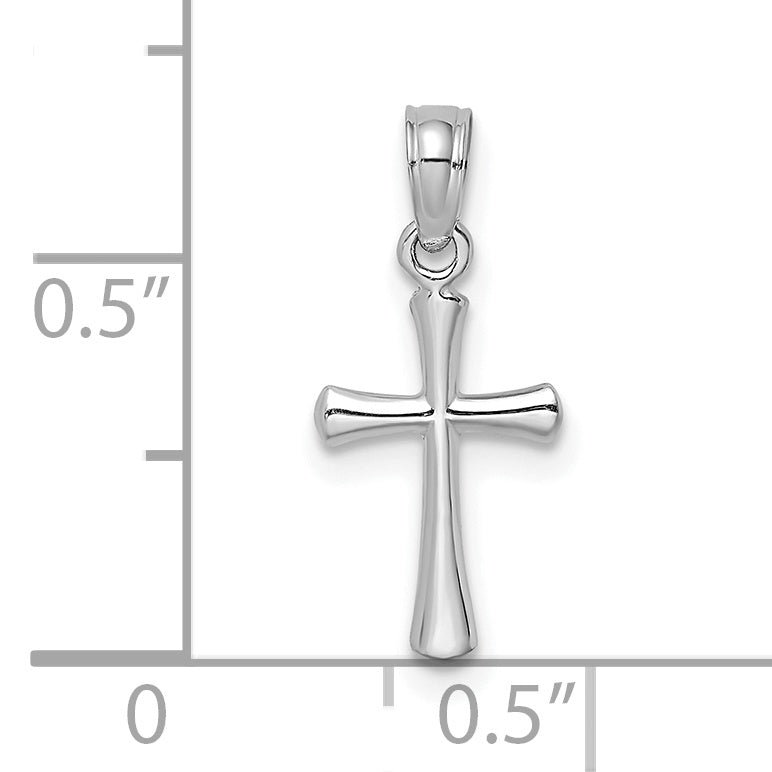 10K White Gold 10K Polished Beveled Cross W/ Round Tips Charm