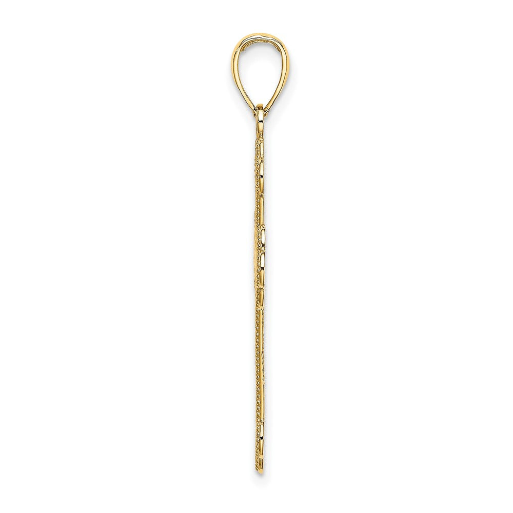 10K Yellow Gold 10K Textured Beaded Edge Cross Charm
