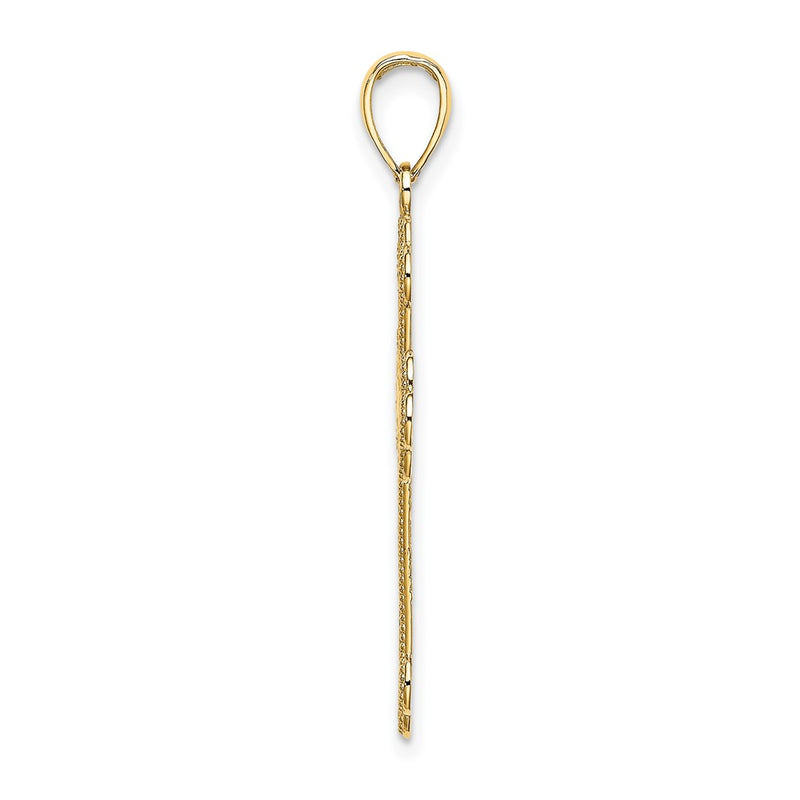 10K Yellow Gold 10K Textured Beaded Edge Cross Charm