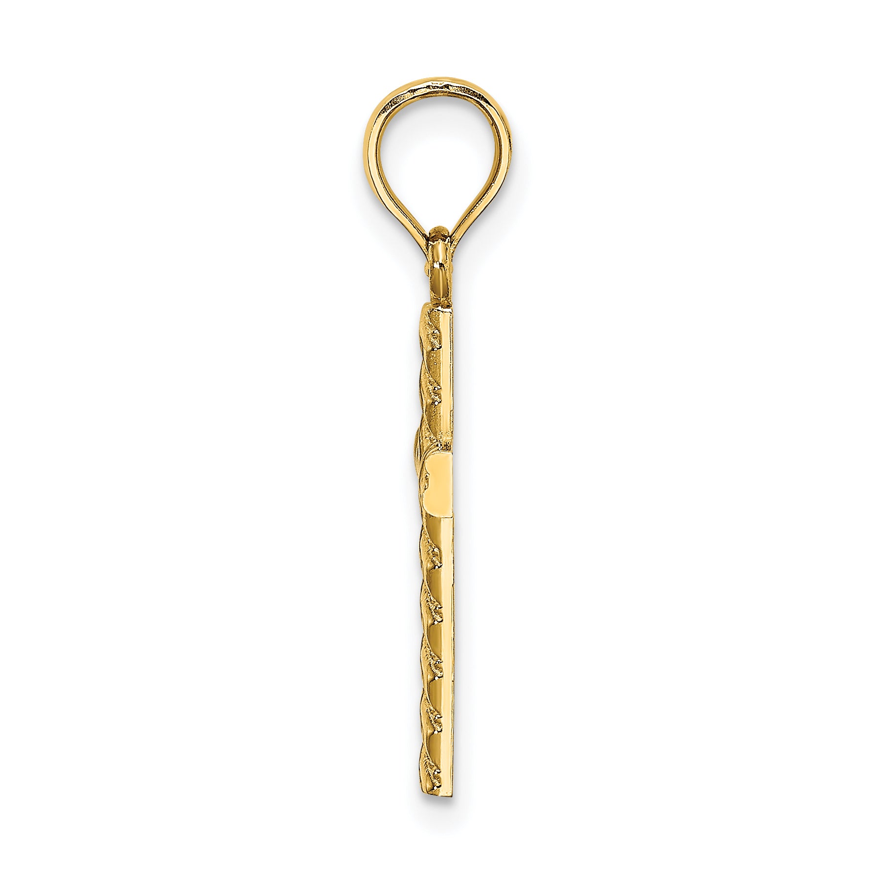 10K Yellow Gold 10K Beaded And Polished Cross Charm