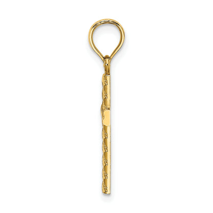 10K Yellow Gold 10K Beaded And Polished Cross Charm