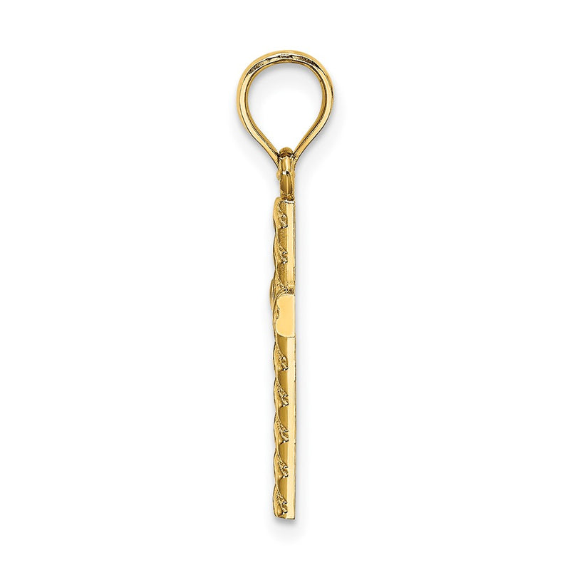 10K Yellow Gold 10K Beaded And Polished Cross Charm