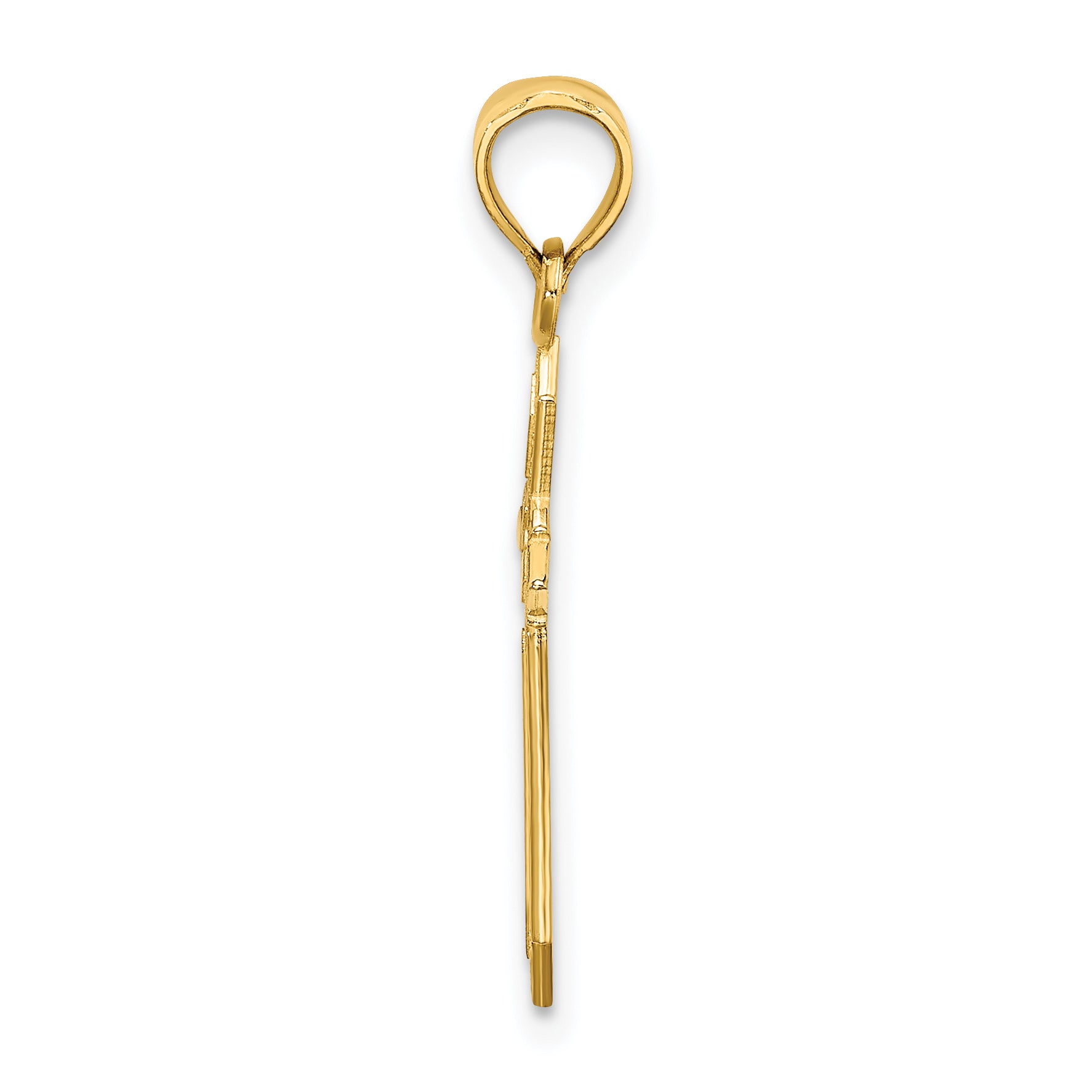 10K Yellow Gold 10K W/ Engraved Edges Cross Charm