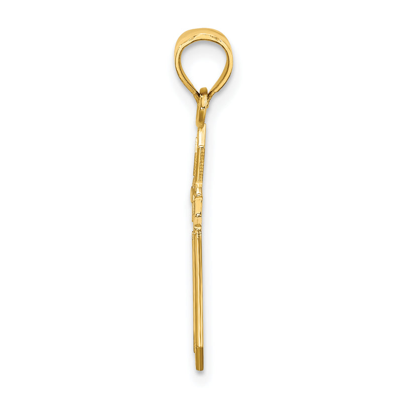 10K Yellow Gold 10K W/ Engraved Edges Cross Charm