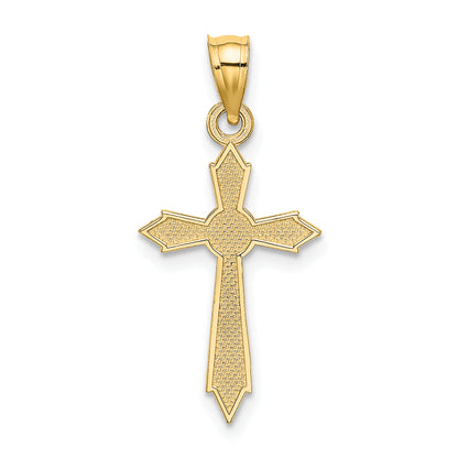 10K Yellow Gold 10K W/ Engraved Edges Cross Charm