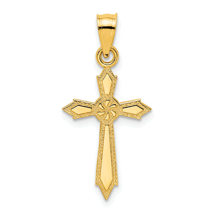 10K Yellow Gold 10K W/ Engraved Edges Cross Charm