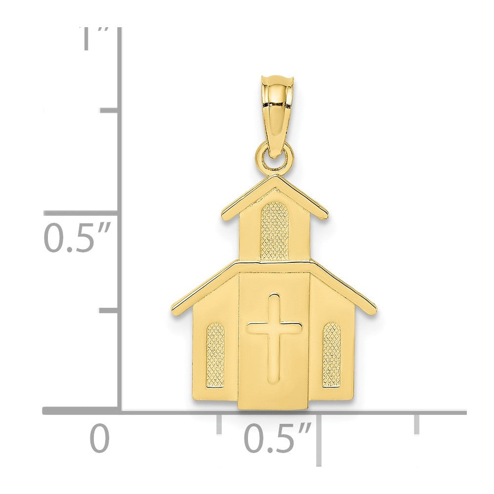 10K Yellow Gold 10K Church W/ Cross On Door Charm