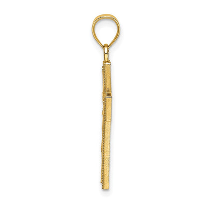 10K Yellow Gold 10K D/C Block Cross Charm