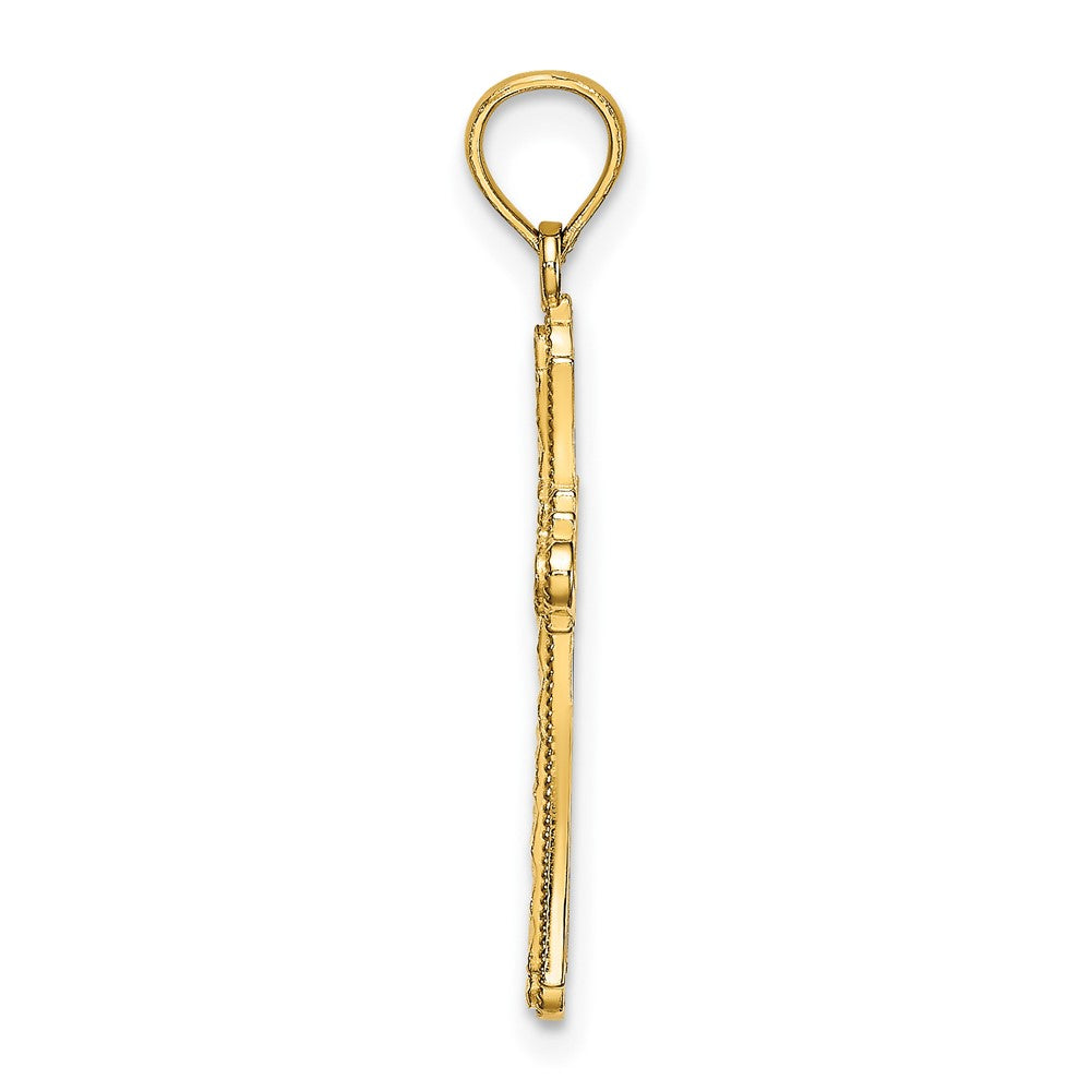 10K Yellow Gold 10K D/C Striped Cross Charm