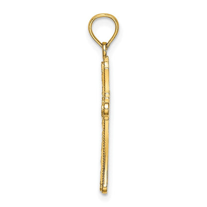 10K Yellow Gold 10K D/C Striped Cross Charm