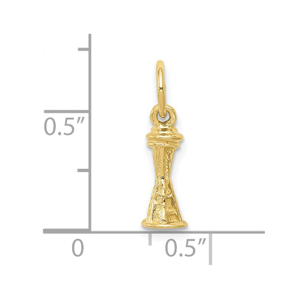 10K Yellow Gold Solid Polished 3-D Space Needle Charm