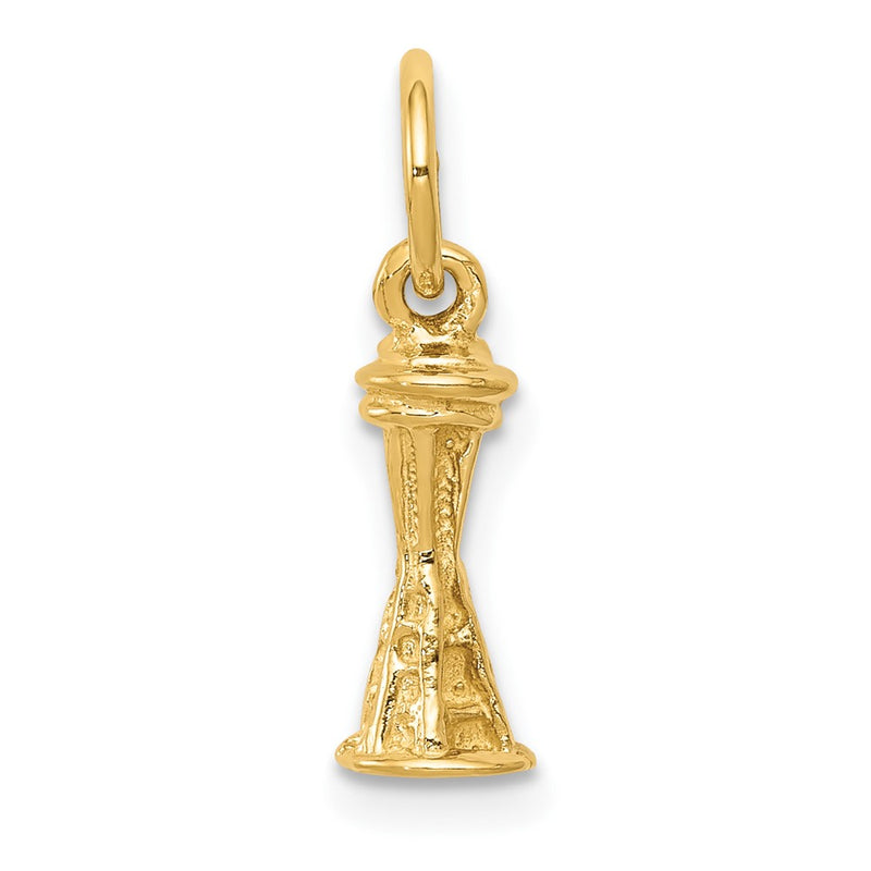 10K Yellow Gold Solid Polished 3-D Space Needle Charm