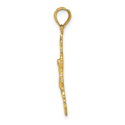 10K Yellow Gold 10K Crucifix W/ Fancy Edges Charm