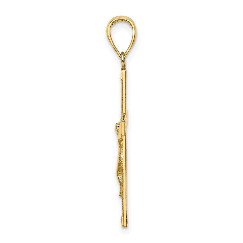 10K Yellow Gold 10K Polished And Textured Crucifix Charm