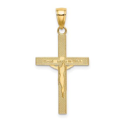 10K Yellow Gold 10K Polished And Textured Crucifix Charm
