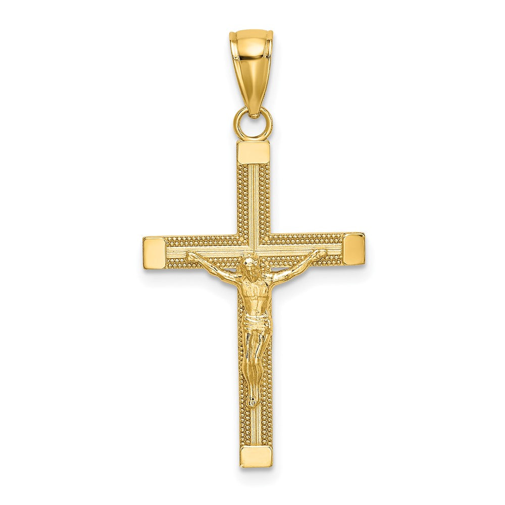10K Yellow Gold 10K Polished And Textured Crucifix Charm