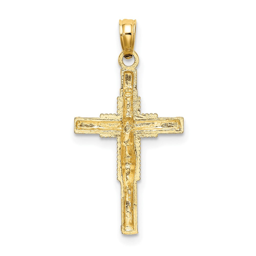 10K Yellow Gold 10K Beaded Accent Crucifix Charm