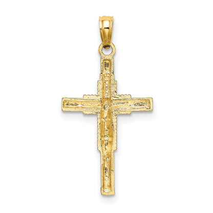 10K Yellow Gold 10K Beaded Accent Crucifix Charm