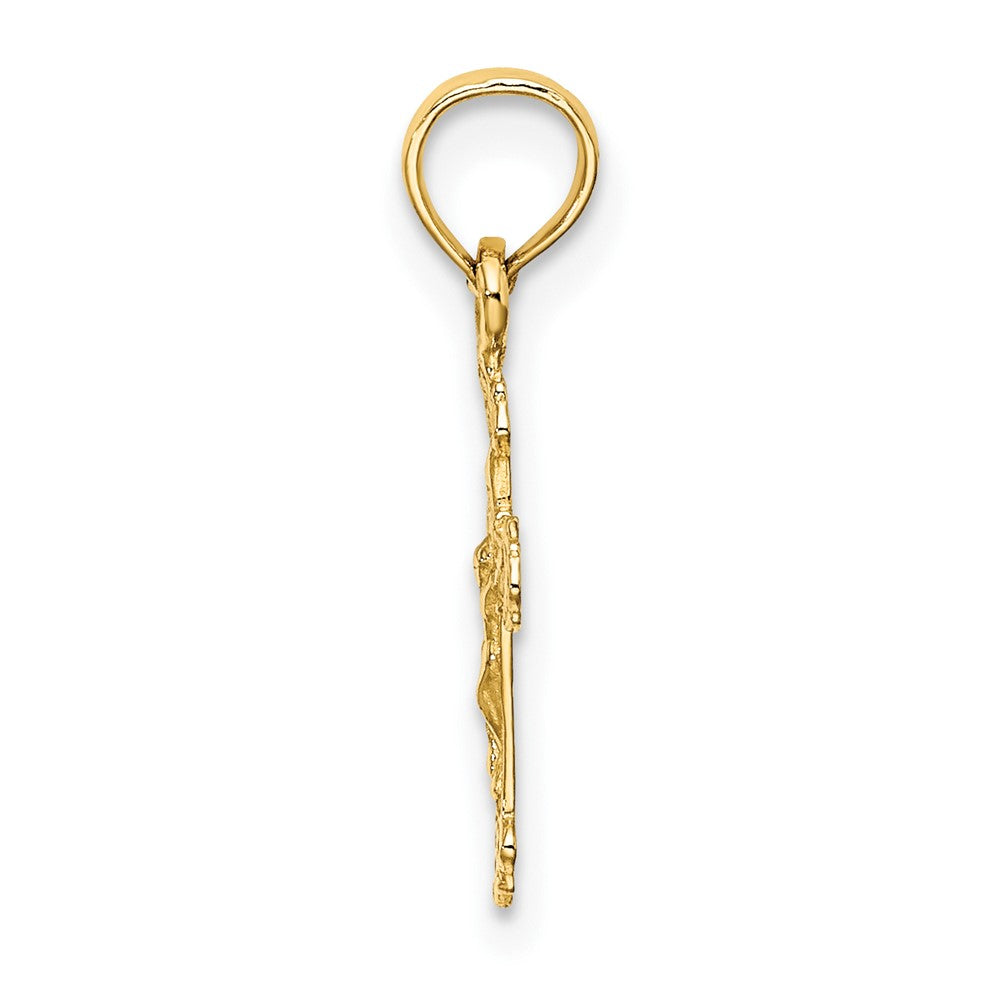 10K Yellow Gold 10K Mini Crucifix W/ Fancy Tips Charm