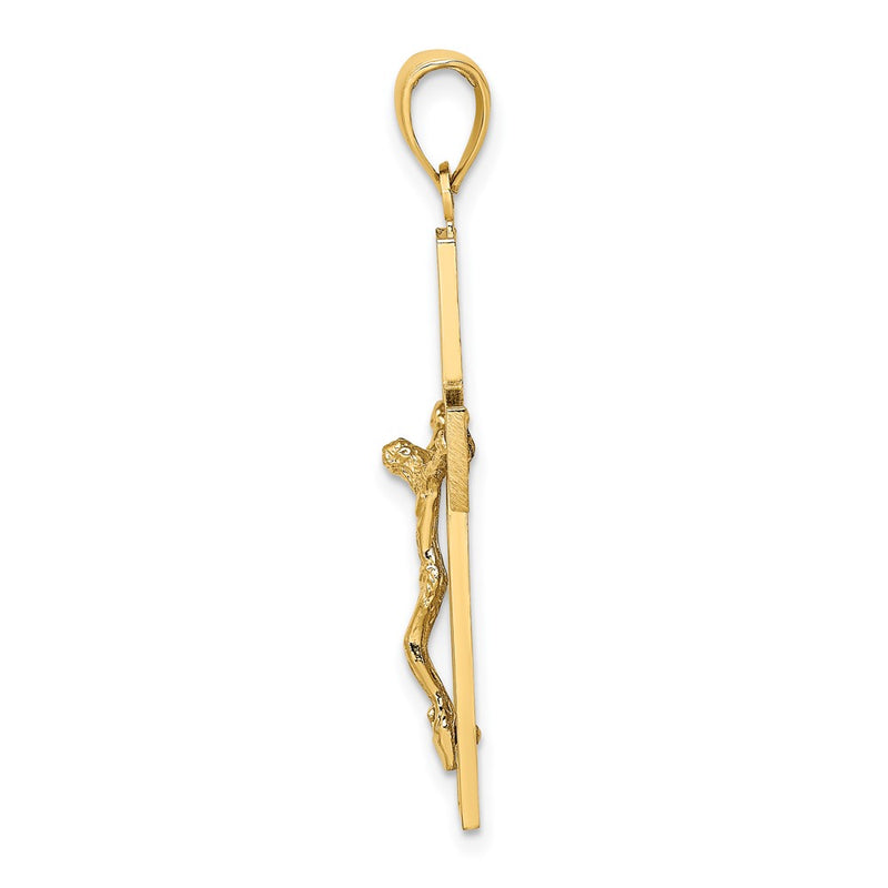 10K Yellow Gold 10K Textured Swirl Design Crucifix Charm