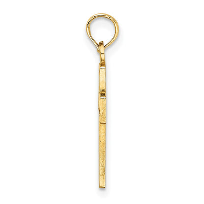 10K Yellow Gold 10K Flower In Cross Charm