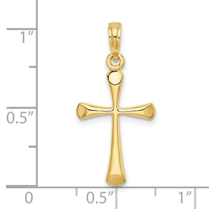 10K Yellow Gold 10K Polished Beveled Tip Cross Charm