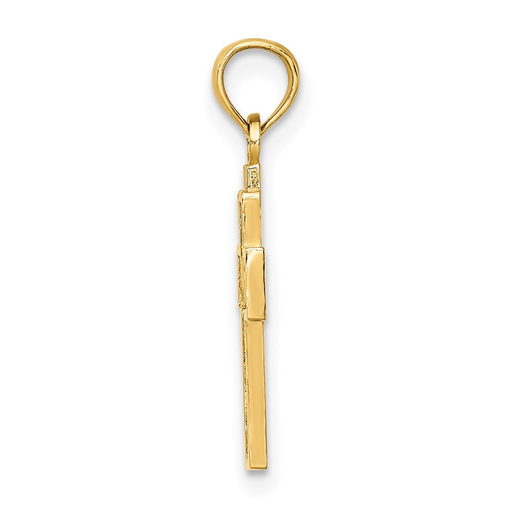 10K Yellow Gold 10K Cut-Out Heart Design Cross Charm