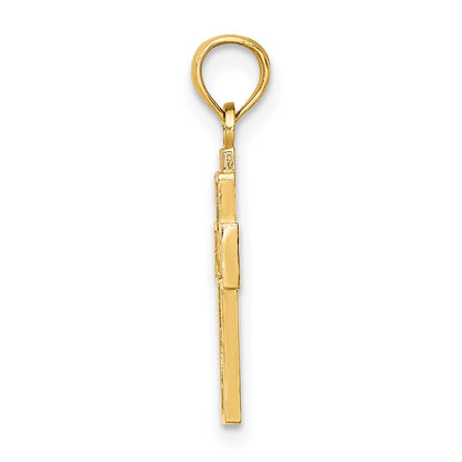 10K Yellow Gold 10K Cut-Out Heart Design Cross Charm