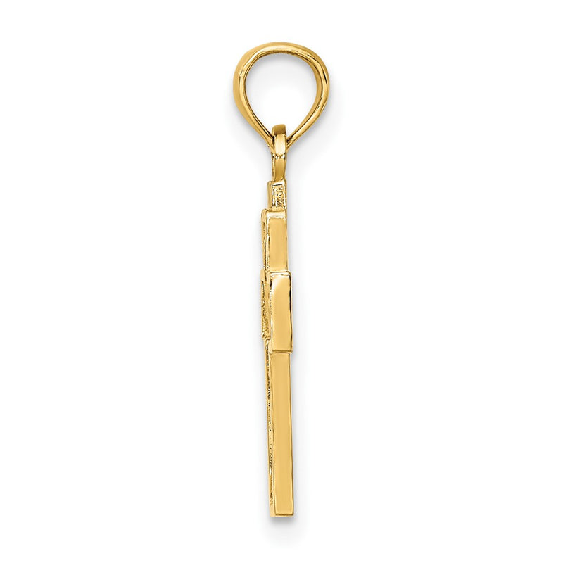 10K Yellow Gold 10K Cut-Out Heart Design Cross Charm