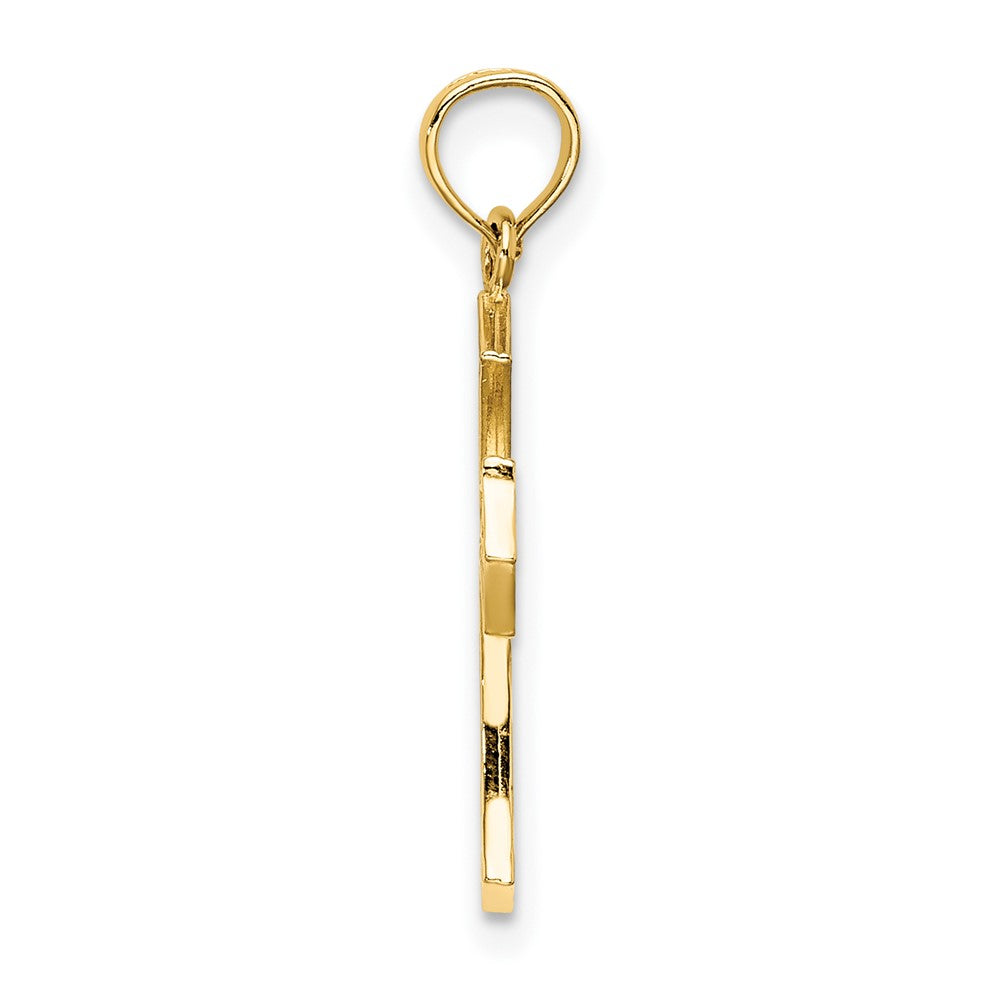 10K Yellow Gold 10K Textured Cut-Out Center Cross Charm