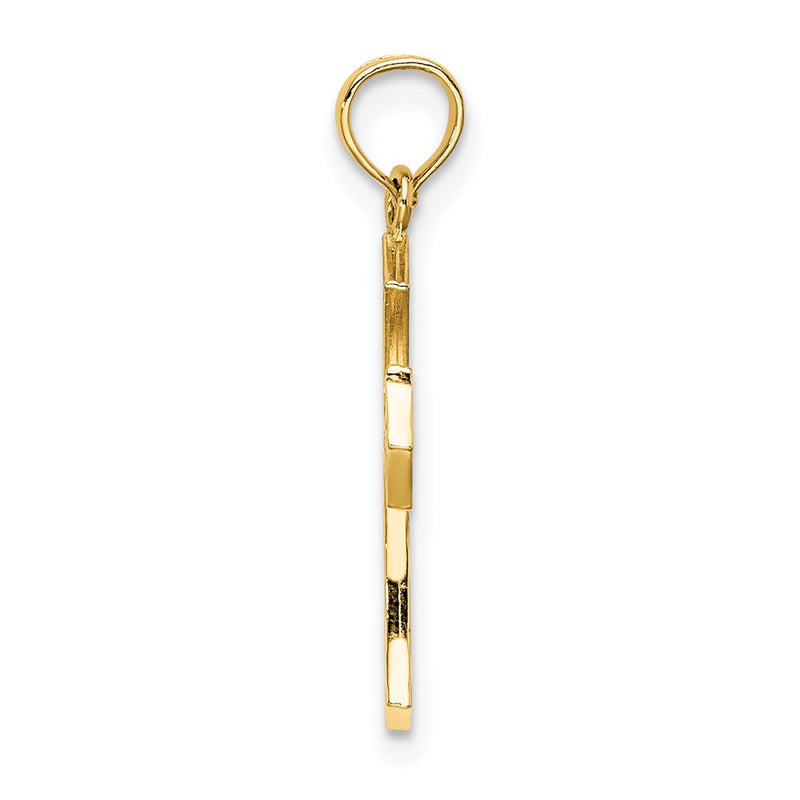 10K Yellow Gold 10K Textured Cut-Out Center Cross Charm