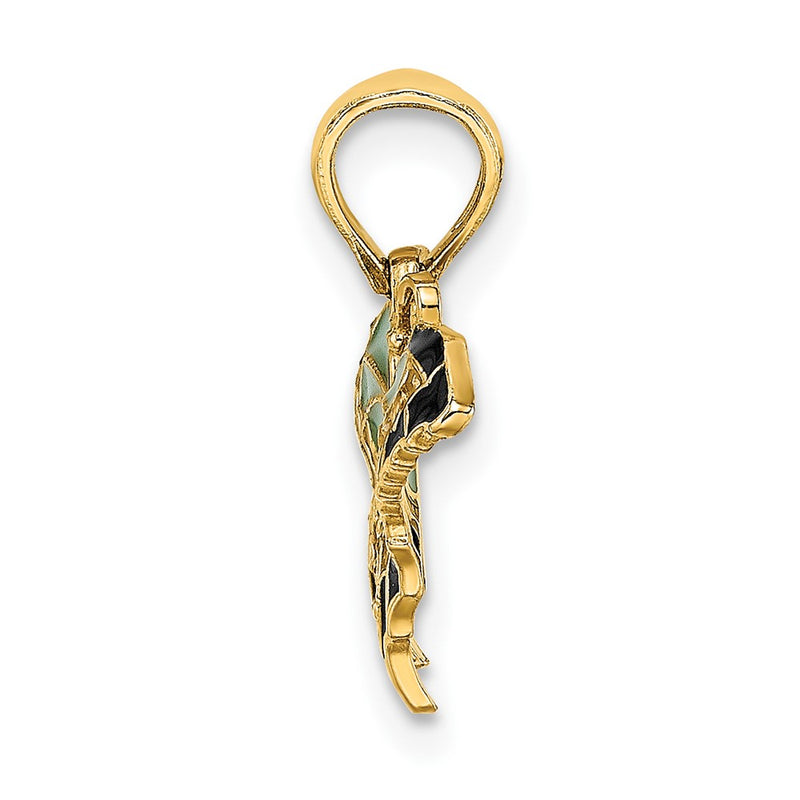 10K Yellow Gold 10K Small Aqua Enameled Wings Butterfly Charm