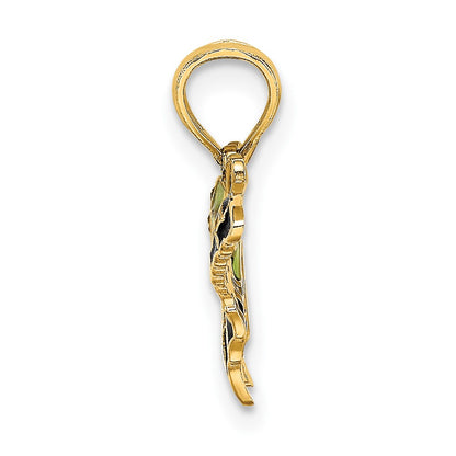 10K Yellow Gold 10K Small Green Enameled Butterfly Charm