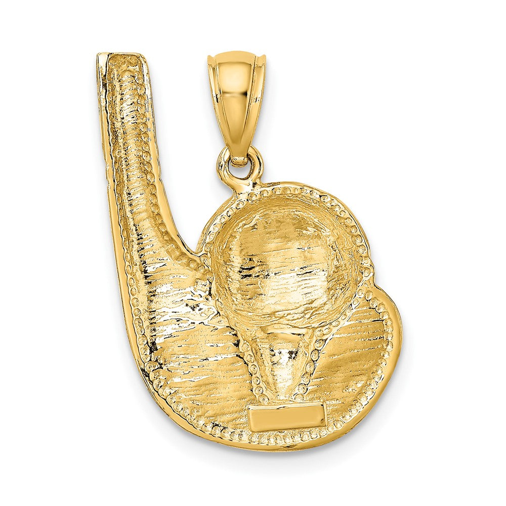 10K Yellow Gold 10K 2-D Golf Club And Ball On Tee Charm