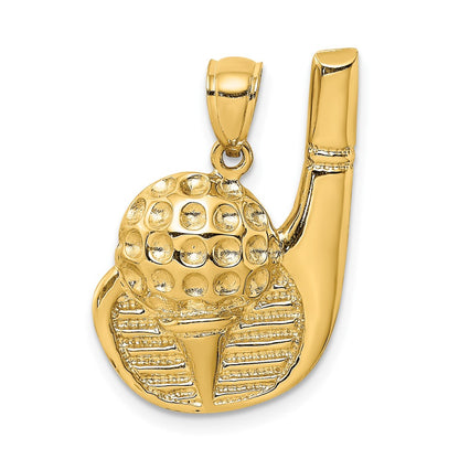 10K Yellow Gold 10K 2-D Golf Club And Ball On Tee Charm