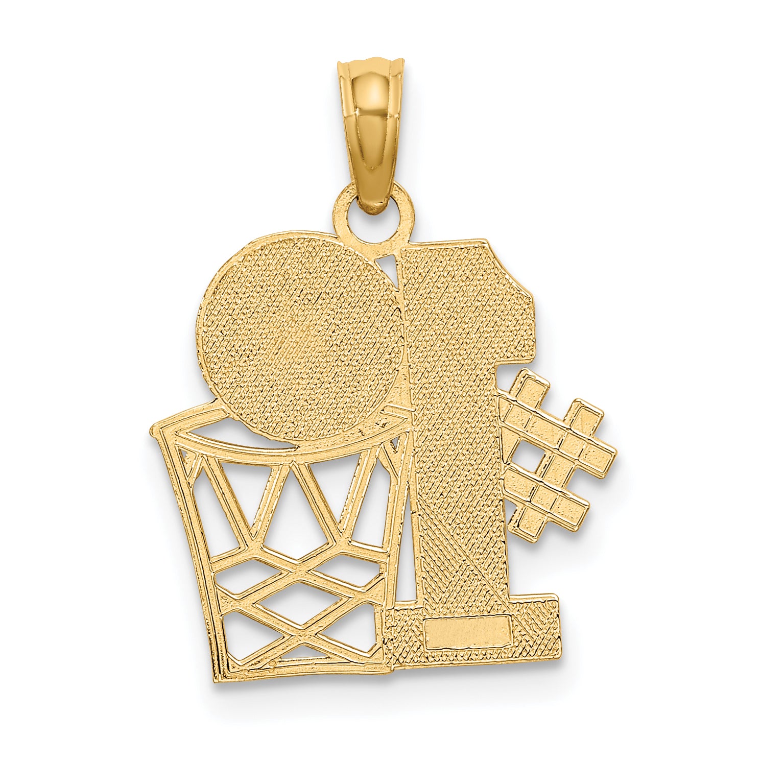 10K Yellow Gold 10K #1 Basketball With Hoop Charm