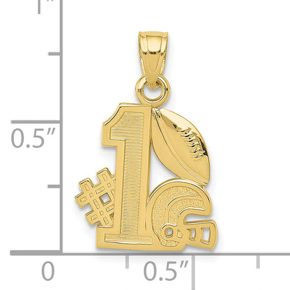 10K Yellow Gold 10K #1 Football With Helmet Charm