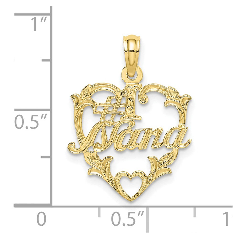 10K Yellow Gold 10K #1 Nana In Heart Charm