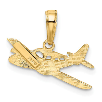 10K Yellow Gold Cessna Plane Pendant