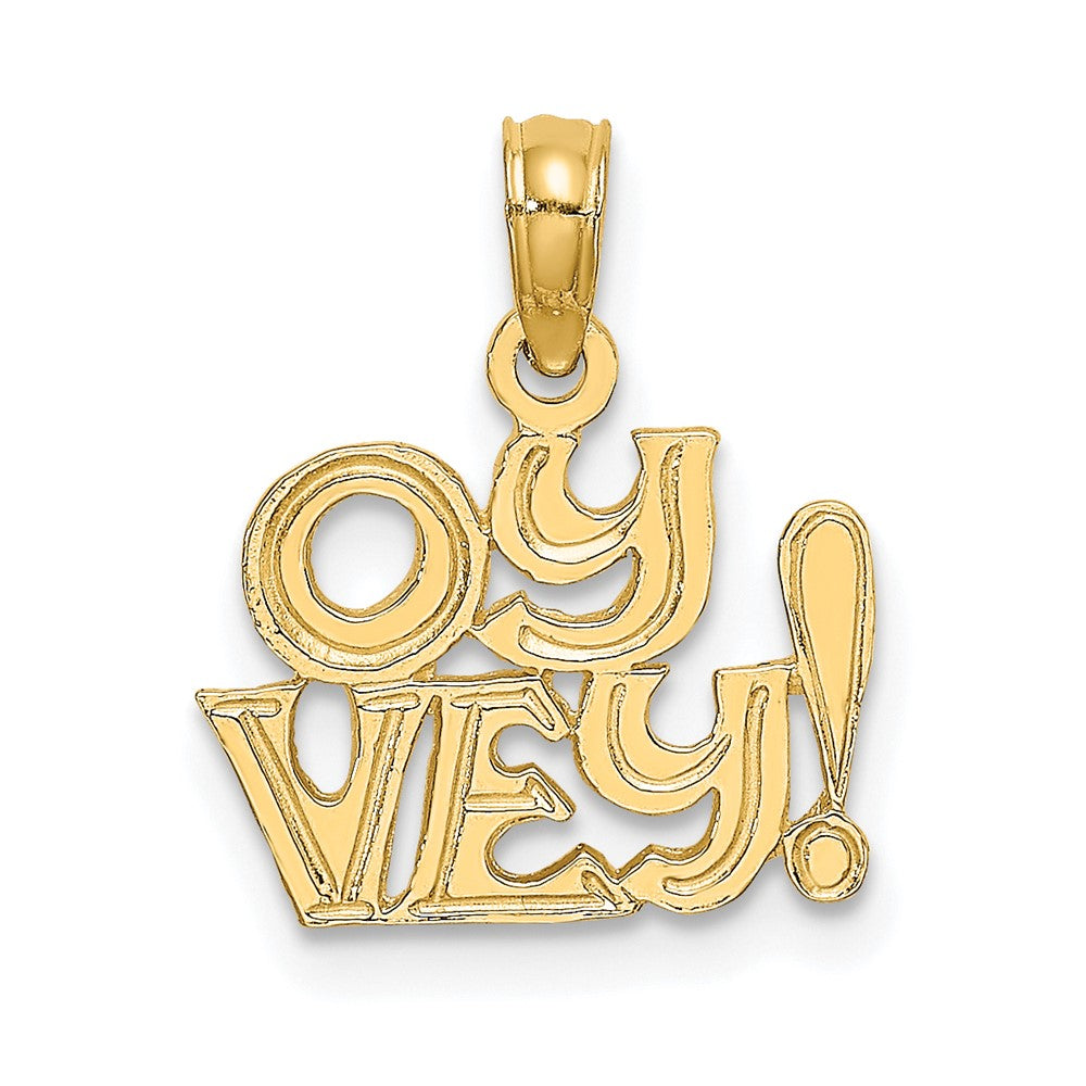 10K Yellow Gold 10K Polished And Engraved Oy Vey Charm