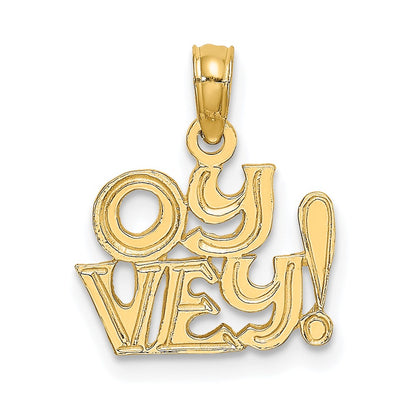 10K Yellow Gold 10K Polished And Engraved Oy Vey Charm
